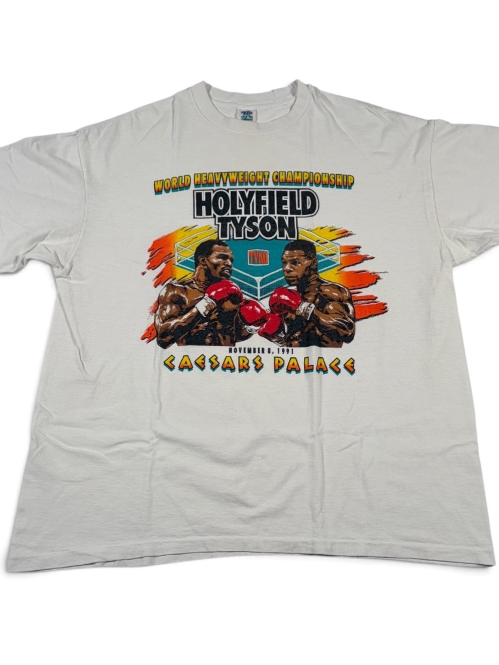 Vintage 1991 Holyfield vs Tyson T Shirt Caesars Palace Boxing Match Tee TJC USA